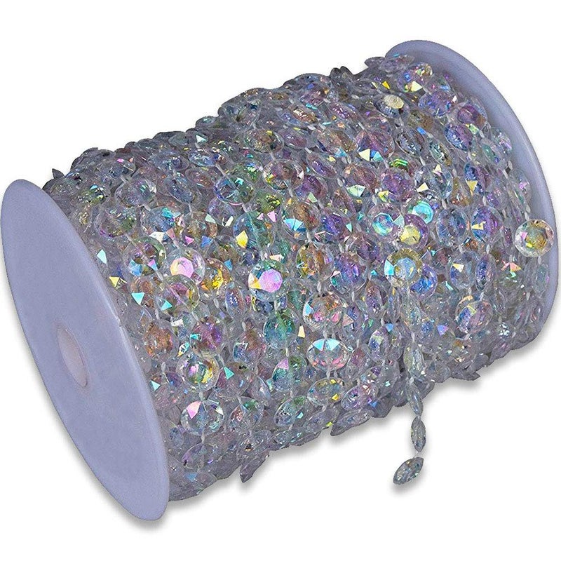 SKY CANDYBAR 99FT DIY Garland Diamond Acrylic Crystal Beads Strand Shimmer Wedding Decorations Party Decoration Crafting Projects (Iridescent) - Image 1